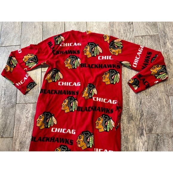 Chicago Blackhawks Pajamas PJ Romper size Medium One Piece Pockets NHL Hockey - Picture 8 of 9